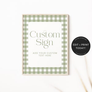 Baby shower teken sjabloon, aangepast teken, afdrukbare baby shower tekenen, salie groene baby shower, Boho baby shower tekenen, Instant Download 5622