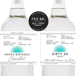 Printable Casamigos Birthday Label Template 750 Ml 21st 30th