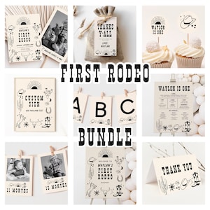 First Rodeo Birthday Invitation Bundle, Template, 1st Birthday Invite, My First Rodeo, Birthday Decor, Banner, Cake Toppers, Welcome Sign