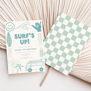 Surf Birthday Invitation Template, Shaka, Beach Birthday Invite, Summer, Surfboard Birthday Invite, 2nd, 3rd, 4th, Any Age, Birthday (5818)