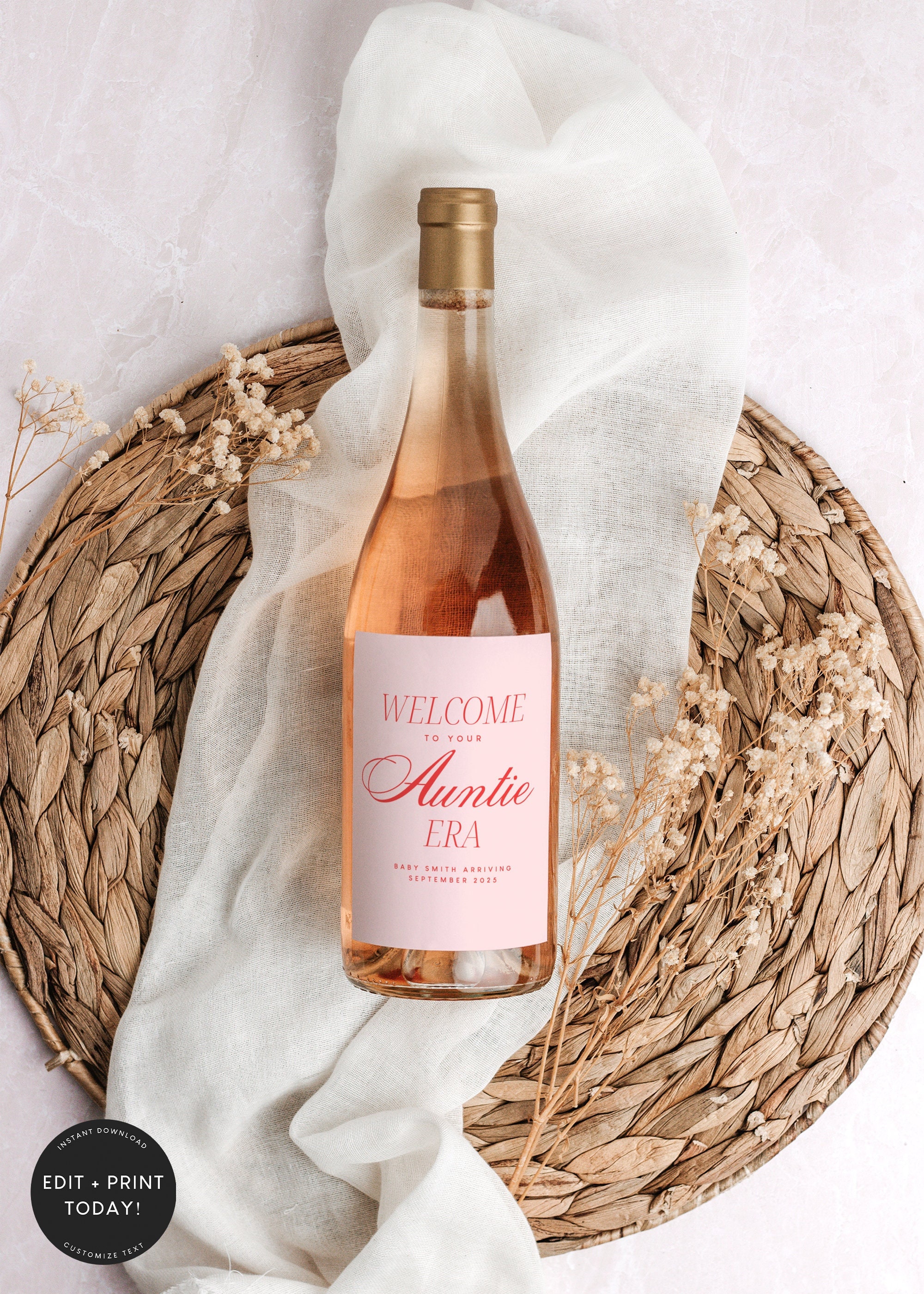 Auntie Era Pregnancy Announcement Wine Label Template, Cool Aunt Club, Auntie Wine Label, Pregnancy Announcement Aunts, Friends, Sister