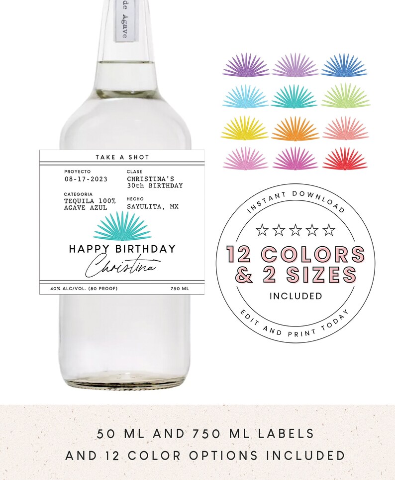 Printable Casamigos Label Template, Birthday Favors, 750 Ml and 50 Ml
