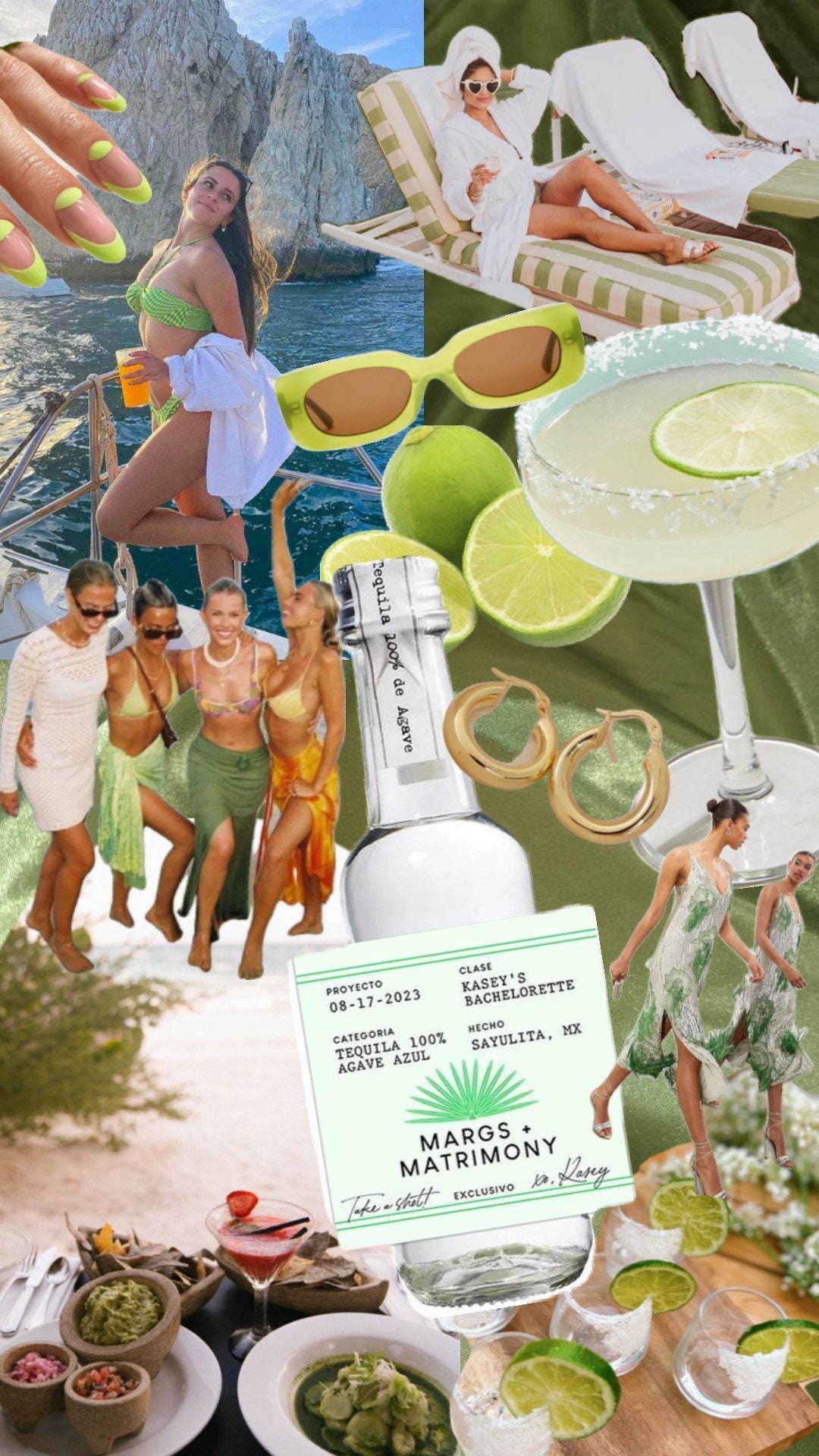 Printable Casamigos Bachelorette Tequila Label Template in Green, 50 Ml
