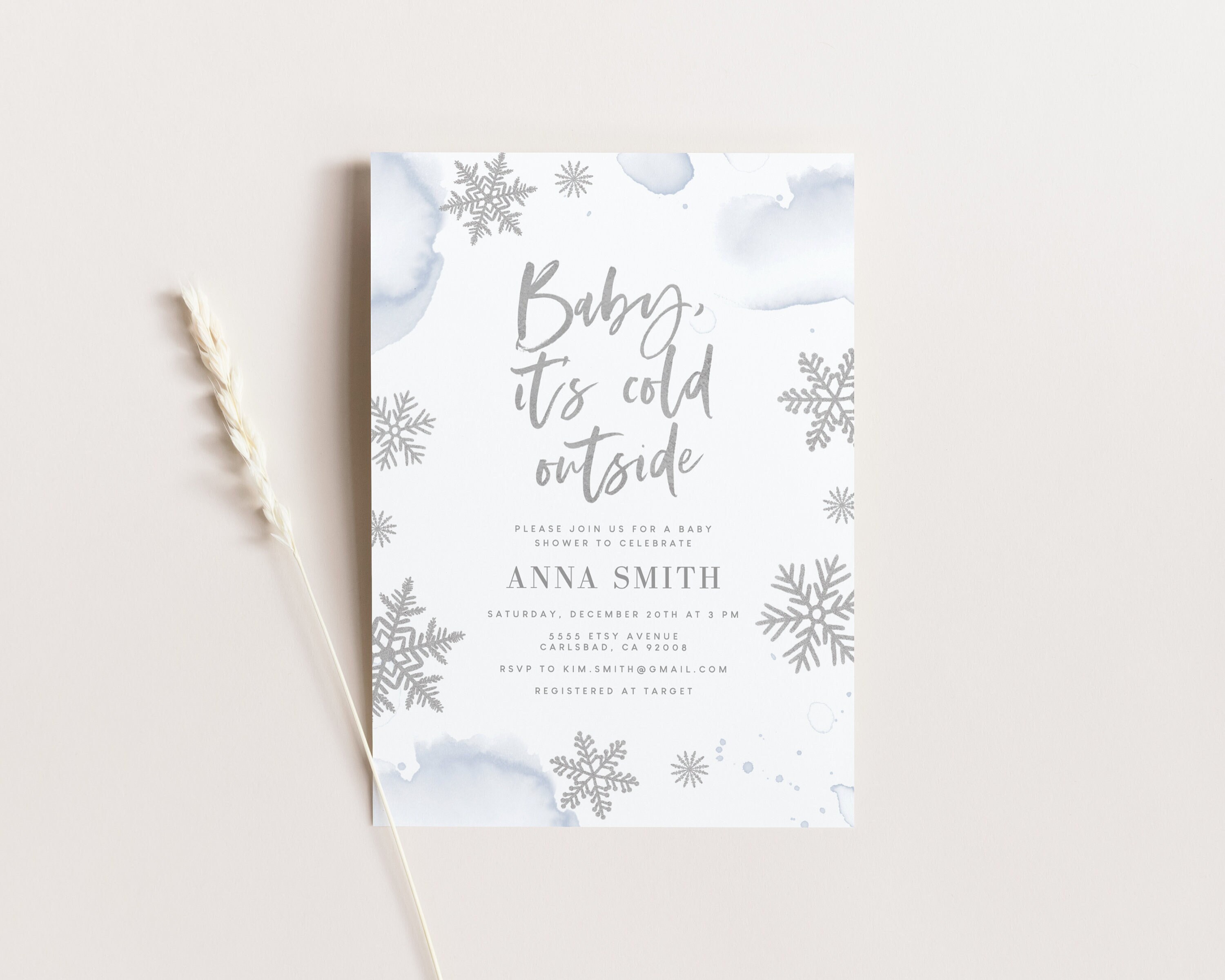 Baby Its Cold Outside Baby Shower Invitation Boy, Snowflake Invitation Template, Digital, Winter Baby Shower Invites, Instant Download 5722