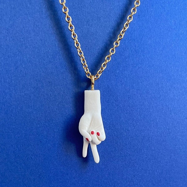 Peace. Collier main en porcelaine