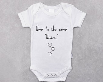 New to the crew | personalized | Iron-on baby bodysuit | Pregnancy | Baby | birth | Baby gift | Birth gift