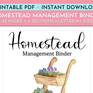 62 Page Printable Homestead Planner and Management Binder. Record Keeping for Farm, Homestead, or Business. Fits Letter-Sized Notebook. image 1