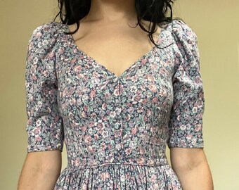 Vintage 80s Laura Ashley Pastel Floral Dress