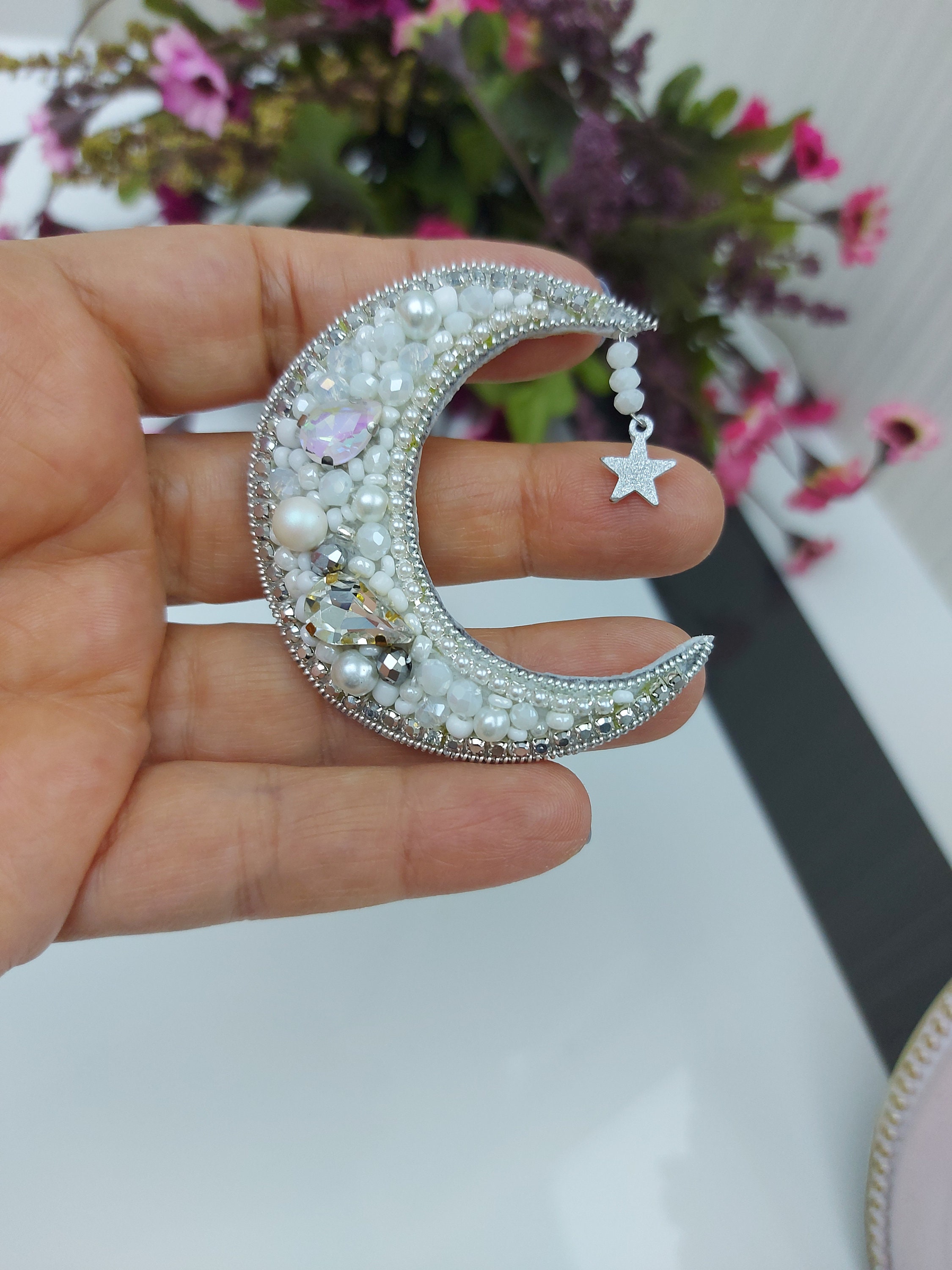 Bracelet Plaqué Or Avec Lune Et Perles, Acier Inoxydable, Marque Clovers - Neuf Avec étiquettes, Cadeau