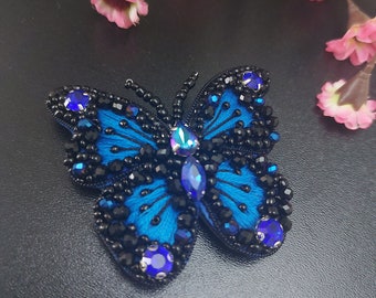 Embroidery Butterfly Brooch Handmade,Blue Beaded Butterfly Brooch, Gift for Mother's Day, Gift for Butterfly Lovers,First Mother's Day Gifts