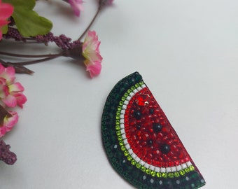 Watermelon Brooch Handmade,Crystal Beaded Watermelon Pin,Handcrafted Watermelon Jewelry,Fruit Brooch Handcrafted,Gift for her,Customized pin