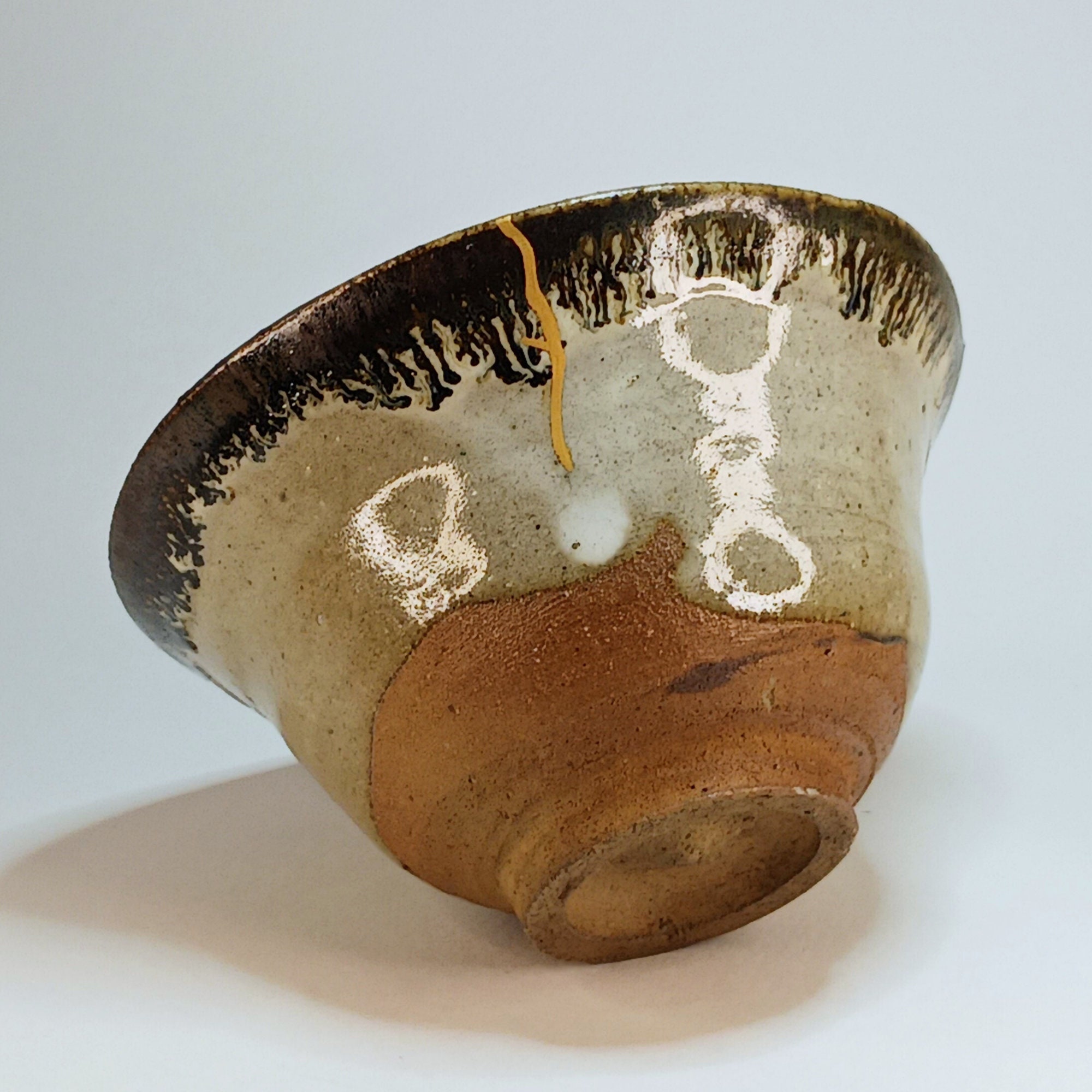 Vintage Genuine Kintsugi Chawan, Food Safe 24k Gold, Matcha Bowl, Mid