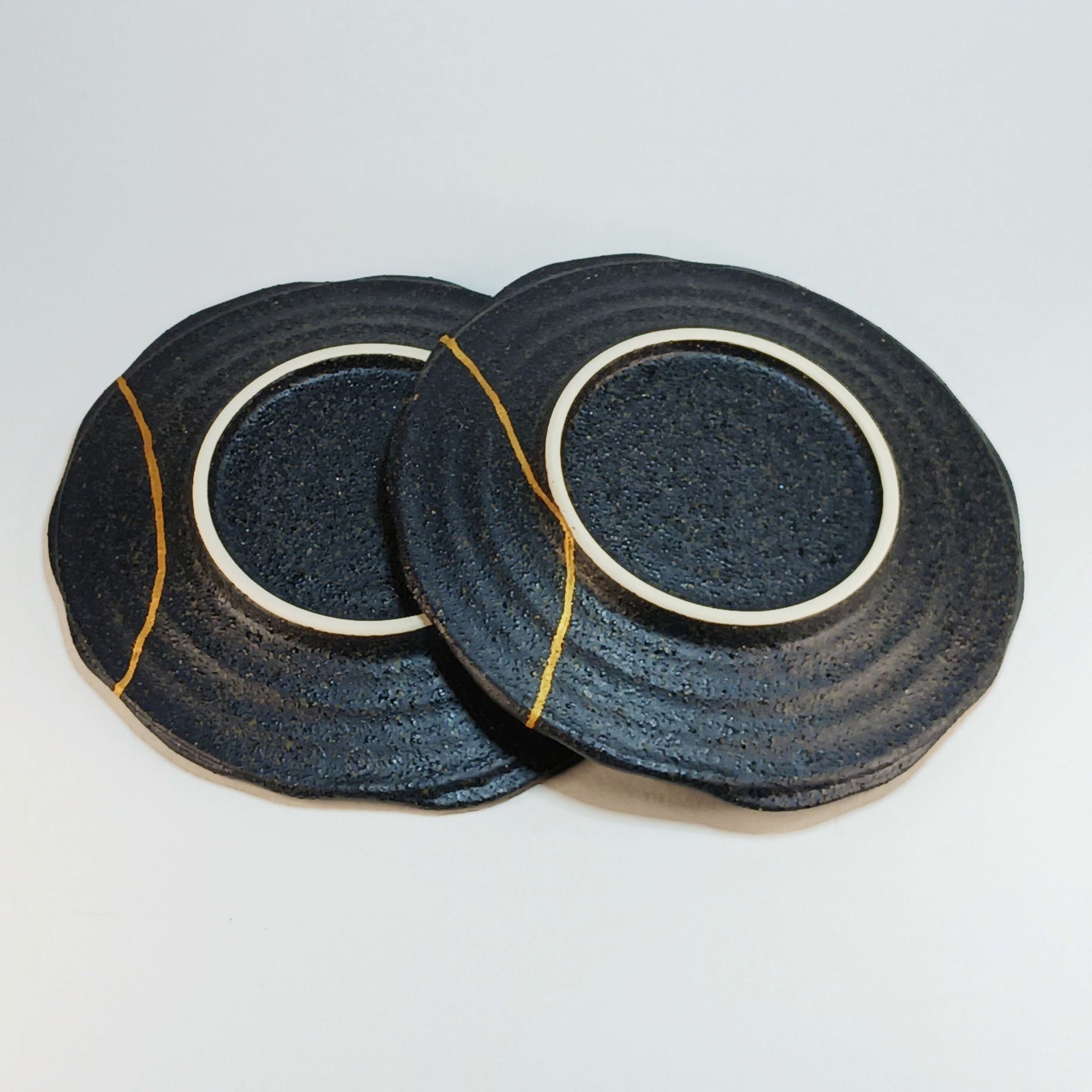 Genuine Kintsugi Teacups, Food Safe 24k Gold, Set of Two Teacups