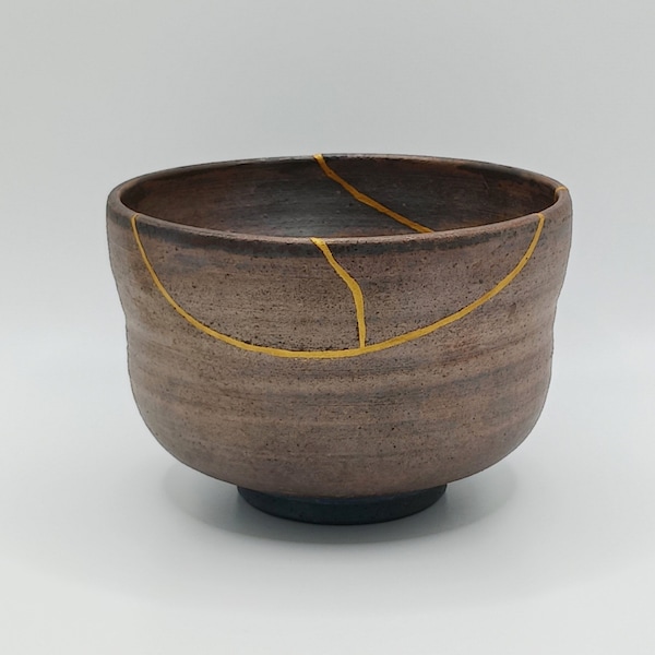 24k Gold Genuine Kintsugi Chawan, Food Safe Matcha Bowl, Tea Ceremony, Ceramic Tea Bowl, Kintsugi Repaired Shigaraki Teaware, Unique Gift