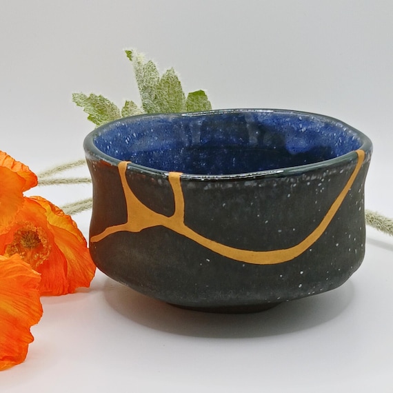 茶碗 抹茶茶碗 茶道具 茶器 茶道 銘 青龍 直し 金継 黄色 茶色 虎柄