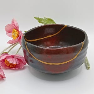 24k Gold Kintsugi Matcha Bowl: Food Safe Ceramic Teaware