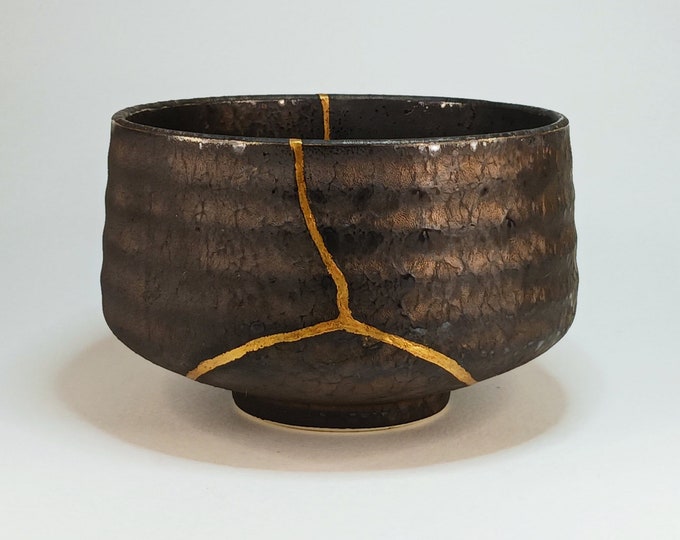 Genuine Kintsugi Chawan, Food Safe 24k Gold Matcha Bowl, Tea Ceremony