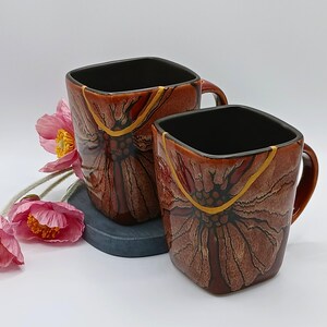 24k Gold Kintsugi Mugs: Artisan Repaired Ceramic Teacups, Set of Two