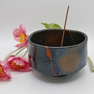 本物の金継ぎ抹茶碗：銅を修復した陶器の小物皿 - Etsy 日本