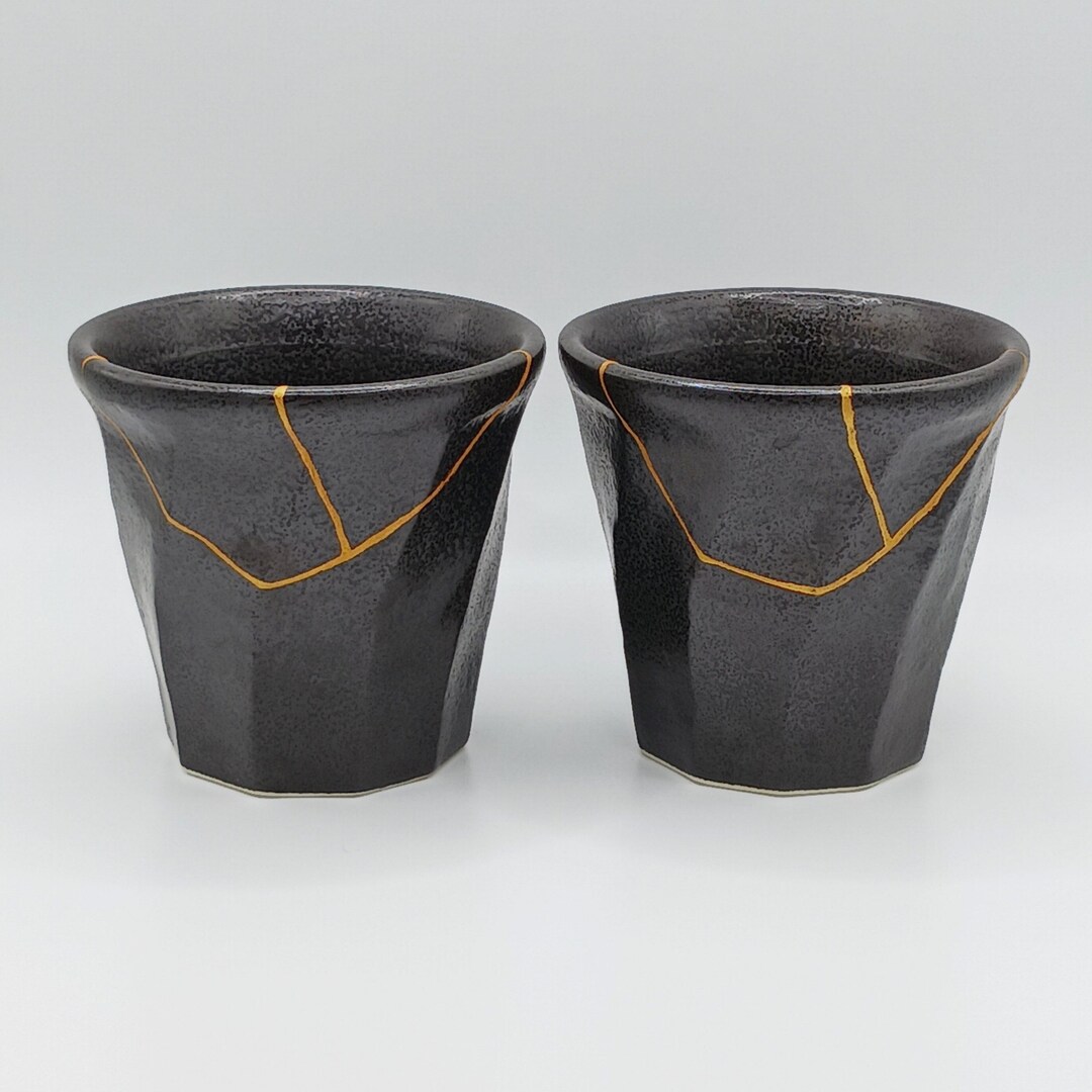 24k Gold Genuine Kintsugi Teacups Food Safe Set of Two Etsy