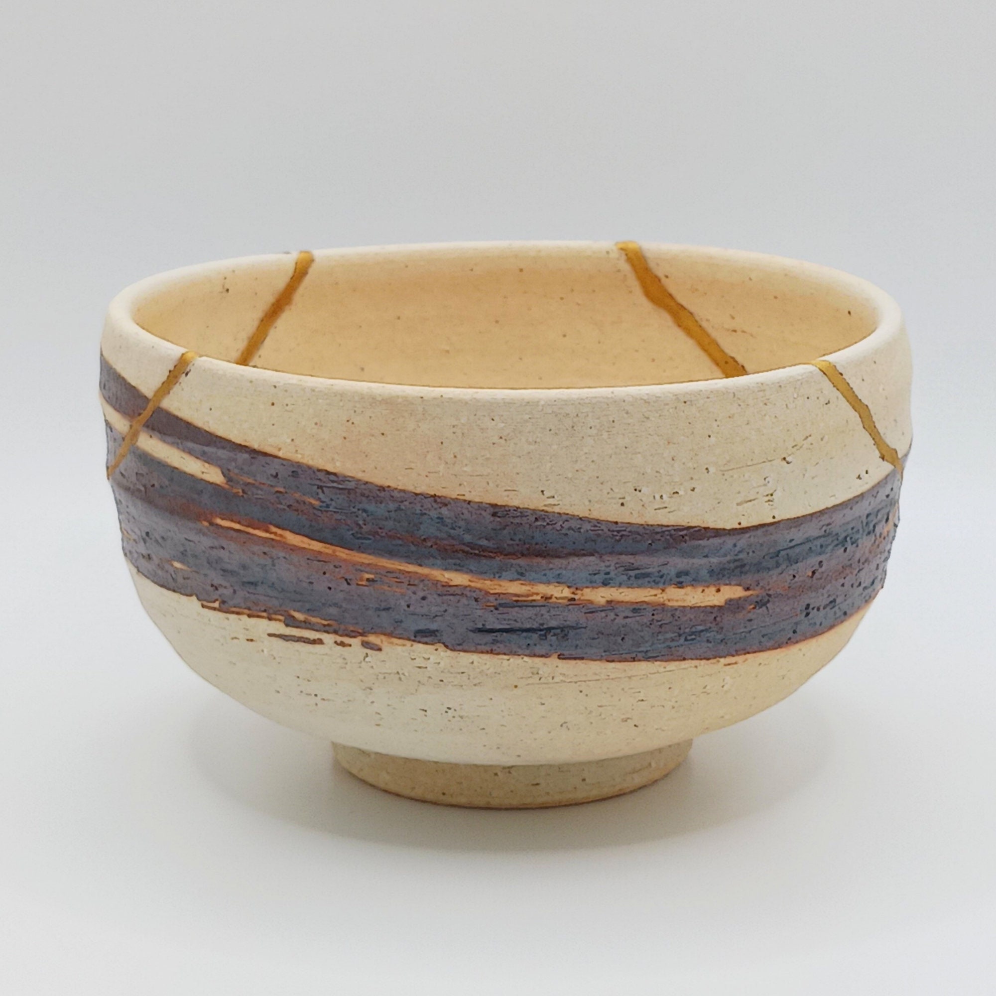 24k Gold Genuine Kintsugi, Matcha Bowl, Food Safe Chawan, Kintsugi Repaired Shigaraki Ware, Tea