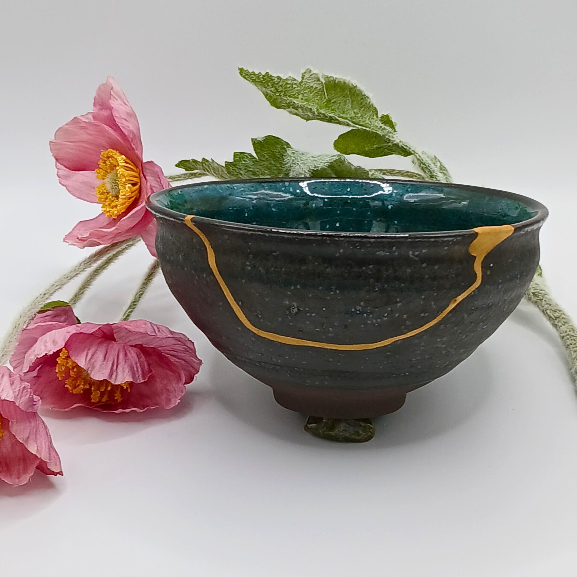 24金金継ぎ抹茶碗：食品に安全な陶器製茶碗 - Etsy 日本