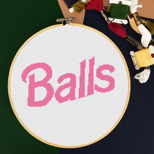 Kurtistown Mantra "Balls" Cross Stitch Pattern PDF, Funny cross stitch, modern cross stitch, quote cross stitch