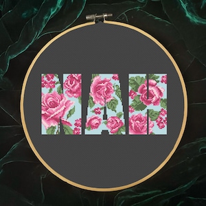 Floral NAH Cross Stitch, funny cross stitch, modern cross stitch, flower cross stitch