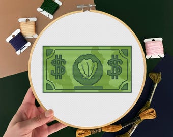 Krab's First Dollar Cross Stitch Pattern PDF, Funny cross stitch, modern cross stitch, quote cross stitch
