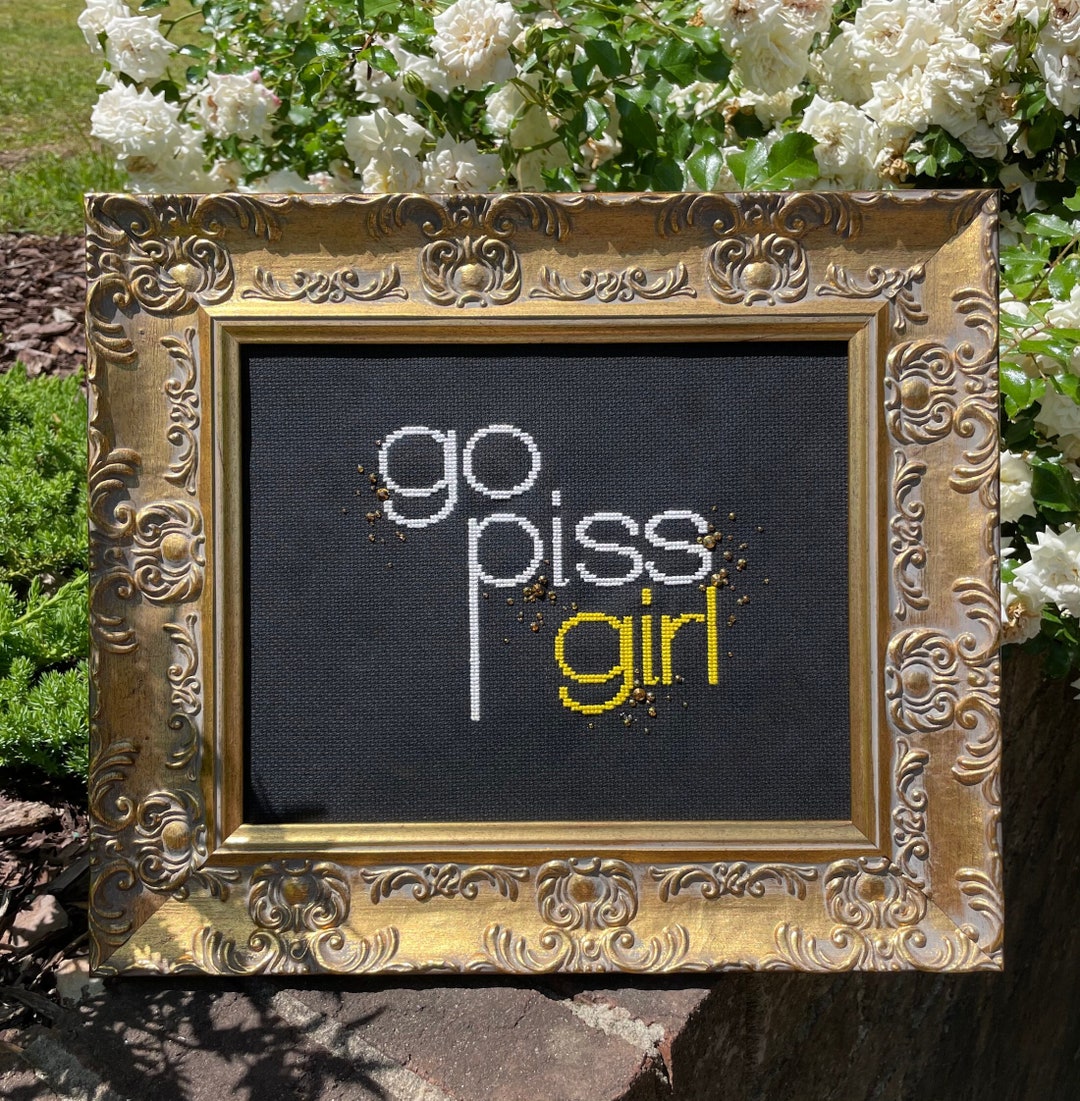 Go Piss Girl Meme Finished Piece Funny Cross Stitch Modern - Etsy