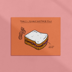 Impression d'art au beurre de cacahuète et à la gelée | postale | de voeux | Marque-page