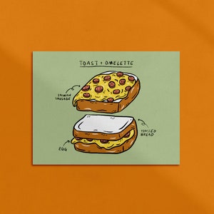 Impresión artística / postal / tarjeta de felicitación / marcapáginas de tostada de tortilla