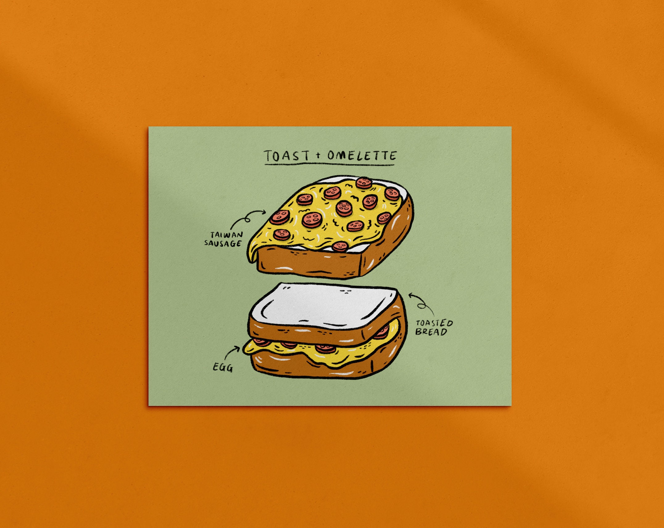 Omelette Toast Art Print | Postcard | Greeting Card | Bookmark