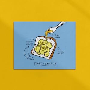Bananen Toast Kunstdruck | Postkarte | Grußkarte | Lesezeichen