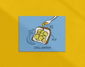 Banana Toast Art Print | Postcard | Greeting Card | Bookmark