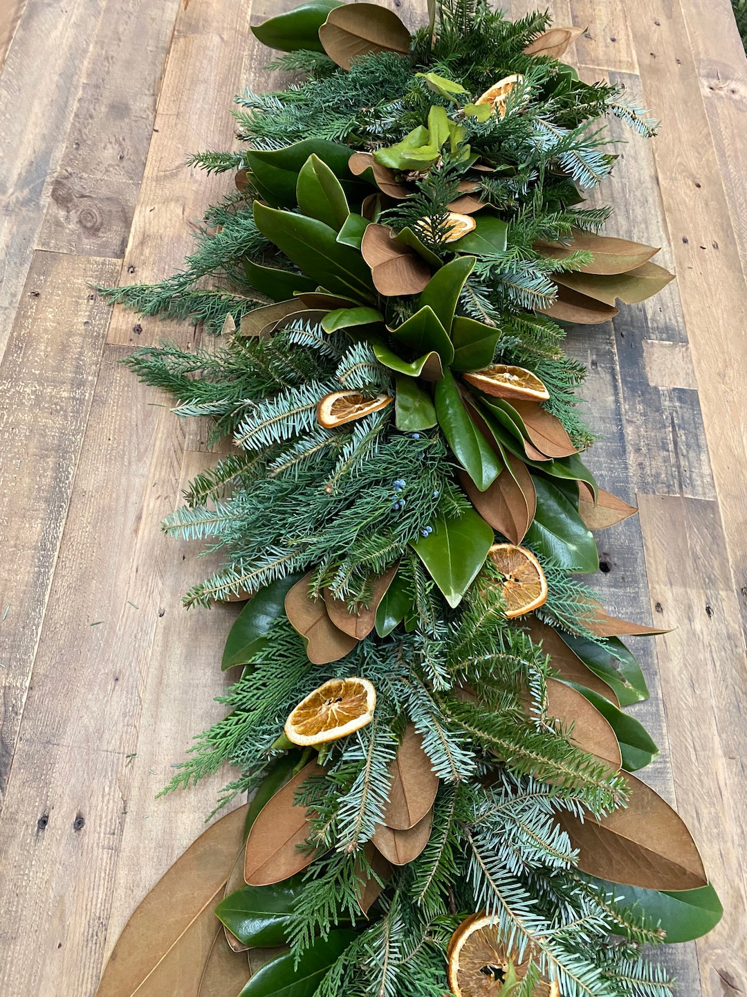 Fresh Garland Holiday Centerpiece Real Christmas Garland Etsy