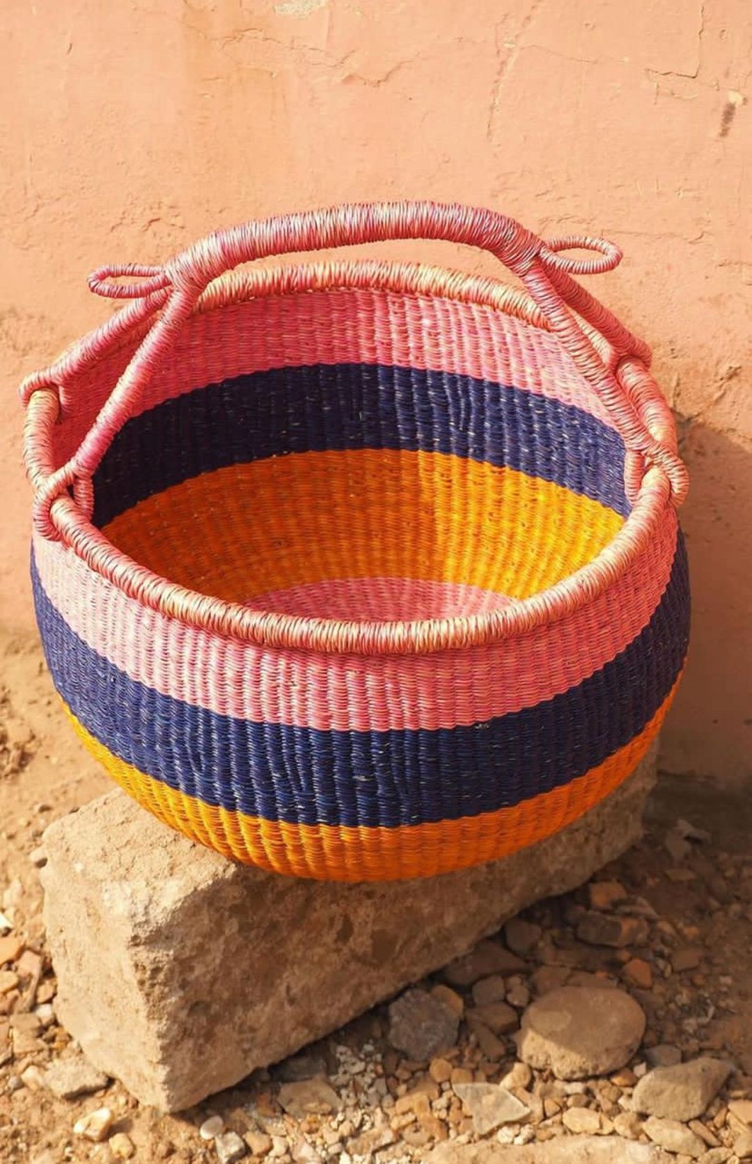 Bolga Basketlarge Basket African Market Basket Bolgatanga Etsy