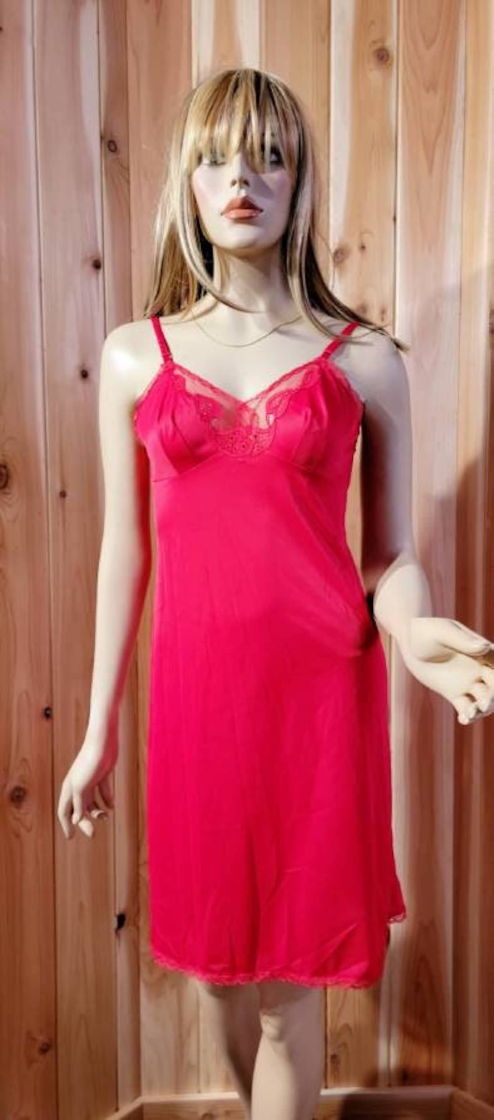 Vanity Fair ~ Full Slip ~ Nylon Slip ~ Red Nylon Slip ~ Sexy Slip