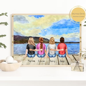 Personalized Friend Portrait, Individual Portrait with Name, Custom Friend Illustration, Graphic Family Friend Picture, Digital BirthdayGift