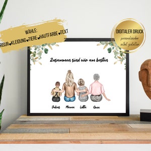 BENUTZERDEFINIERTES FAMILIENPORTRAIT - Personalisierte Familienporträt, digitale Kunst, laden Sie Ihre eigene Porträt-Geschenkkunst runter