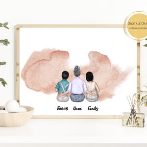 Personalized Friend Picture, Graphic Individual Portrait with Name, Digital Family Illustration, Custom Mother's Day Gift, Housewarming Gift