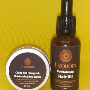 Revitalising Hair Oil and Chebe & Fenugreek Moisturising Hair Butter pocket size 30 mls