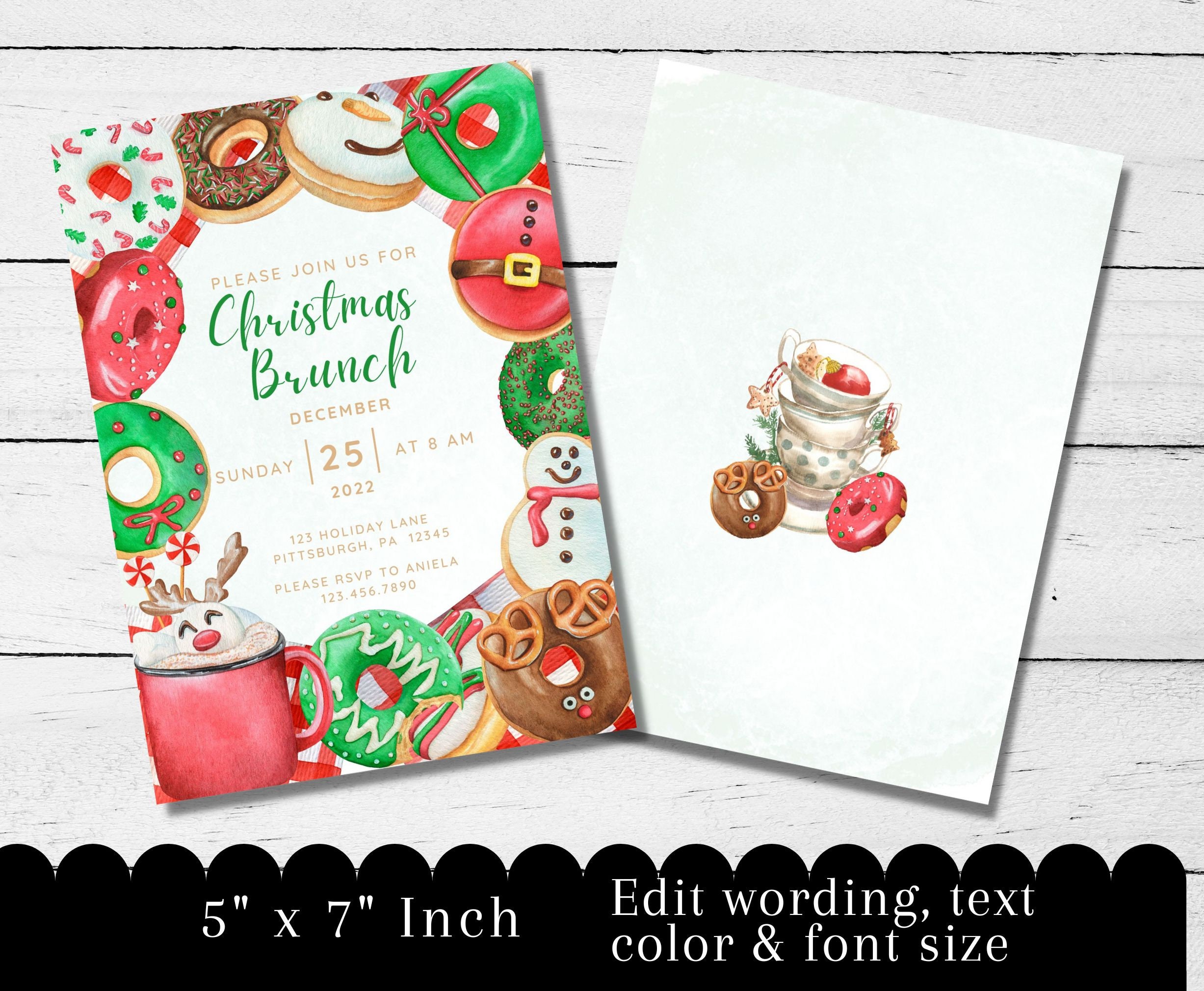Christmas Breakfast Invitation, Christmas Donuts, Breakfast With Santa ...