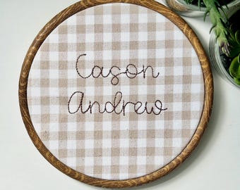 Personalized Baby Name Embroidery Hoop | Newborn Announcement Gift
