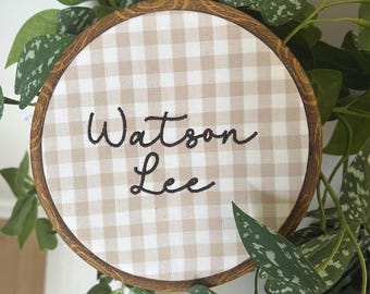 Personalized Embroidered Baby Announcement Hoop: Custom Nursery Decor