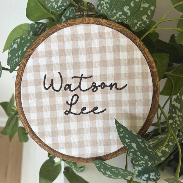 Personalized Embroidered Baby Announcement Hoop: Custom Nursery Decor