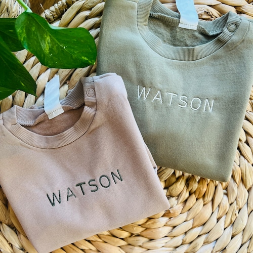 Custom Embroidered Baby Name Crewneck Custom Baby Sweatshirt Etsy