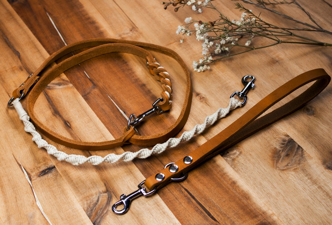 Dog Leash Macrame 3 in 1 I Leash Made to Measure With Leather Etsy