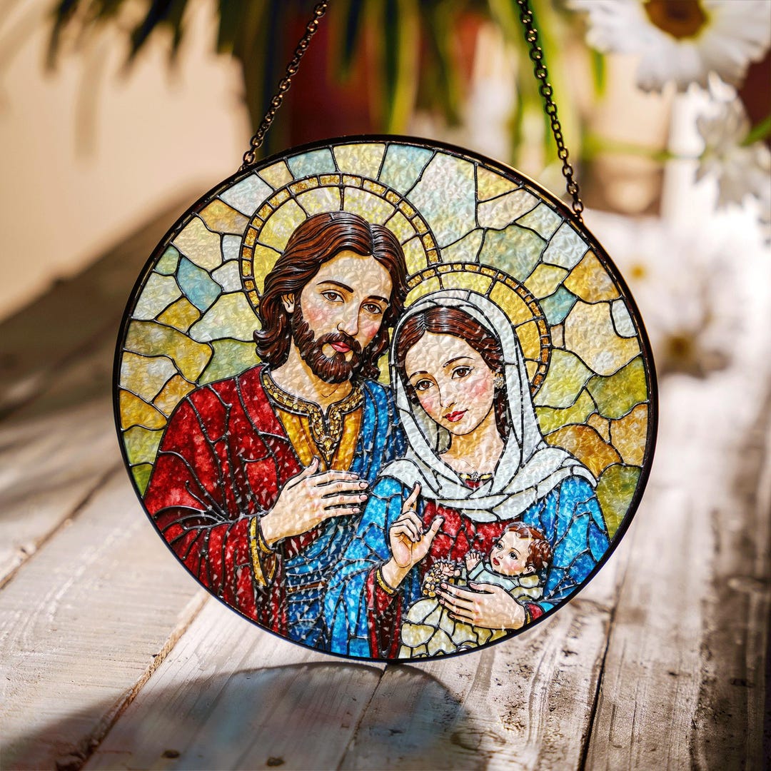 Stained Glass Suncatcher of Holy Family Gift for Christmas or Religious ...