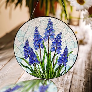 Bluebell flower stained glass suncatcher spring garden decor gift for mom grandma or flower lover